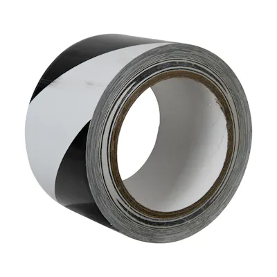 3" W x 36 yd. L x 6 mil Thick Black & White Striped PVC Hazard Tape
