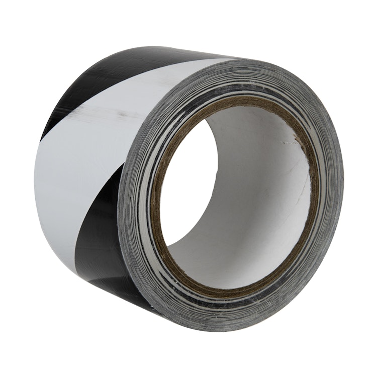 3" W x 36 yd. L x 6 mil Thick Black & White Striped PVC Hazard Tape
