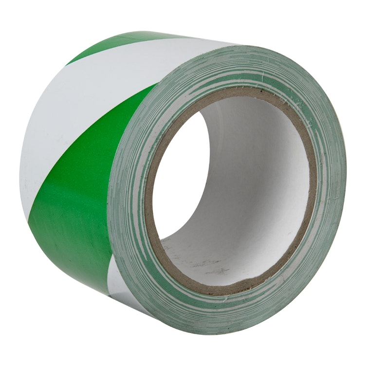 3" W x 36 yd. L x 6 mil Thick Green & White Striped PVC Hazard Tape