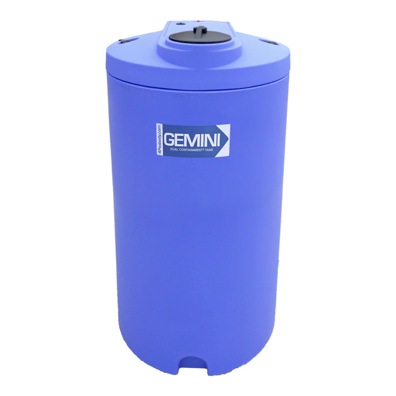 160 Gallon Blue LLDPE Cylindrical Gemini Dual Containment® Tank (1.9 Specific Gravity) with Domed Top & 8" Twist Lid - 34" Dia. x 68" Hgt.