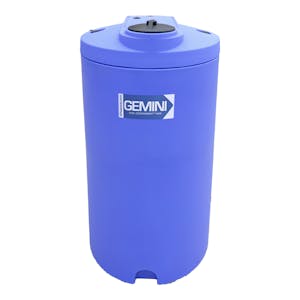 Gemini® 160 Gallon Blue LLDPE Dual Containment Tank (1.9 Specific Gravity) with Domed Top & 8" Twist Lid - 34" Dia. x 68" Hgt.