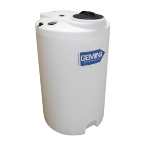 Gemini® 65 Gallon Natural XLPE Dual Containment Tank (1.9 Specific Gravity) with Domed Top & 8" Twist Lid - 27" Dia. x 47" Hgt.