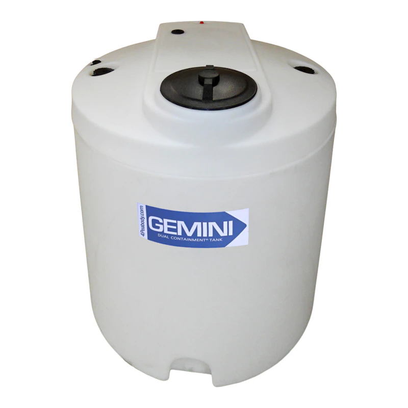 90 Gallon Natural LLDPE Cylindrical Gemini Dual Containment® Tank (1.9 Specific Gravity) with Domed Top & 8" Twist Lid - 34" Dia. x 41-1/4" Hgt.