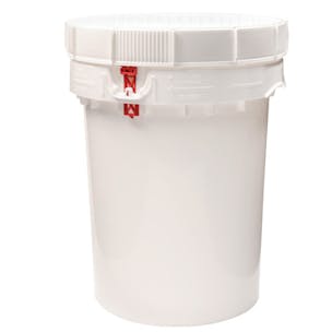 LIFE LATCH® NEW GENERATION 2.5 GALLON PLASTIC PAIL WITH WHITE SCREW TOP LID  – WHITE