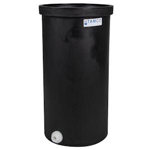 5 Gallon Black LLDPE Cylindrical Tamco® Heavy-Wall Graduated Tank with External Flange & 3/4" Bulkhead Fitting - 11" Dia. x 14" Hgt. (Cover Sold Separately)