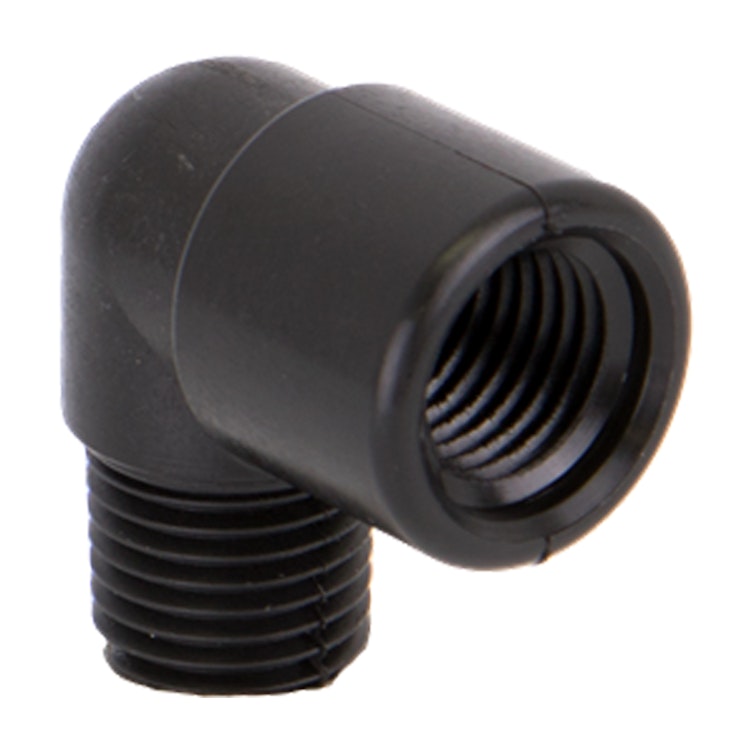 1/4" MNPT x 1/4" FNPT Banjo® Black Fiberglass-Reinforced Polypropylene 90° Pipe Street Elbow