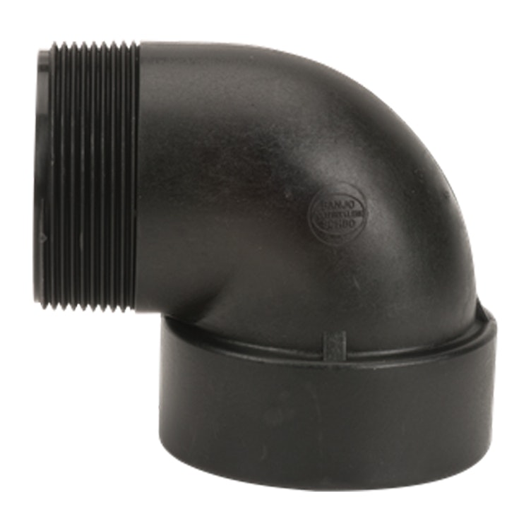 3" MNPT x 3" FNPT Banjo® Black Fiberglass-Reinforced Polypropylene 90° Pipe Street Elbow