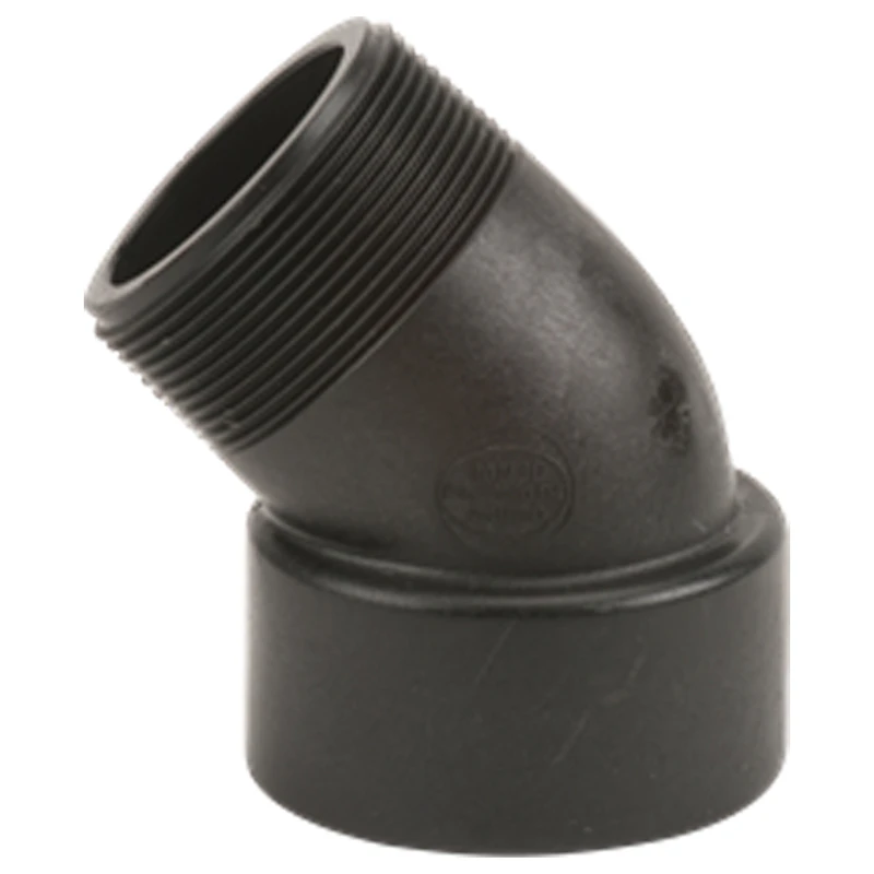 2" MNPT x 2" FNPT Banjo® Black Fiberglass-Reinforced Polypropylene 45° Pipe Street Elbow