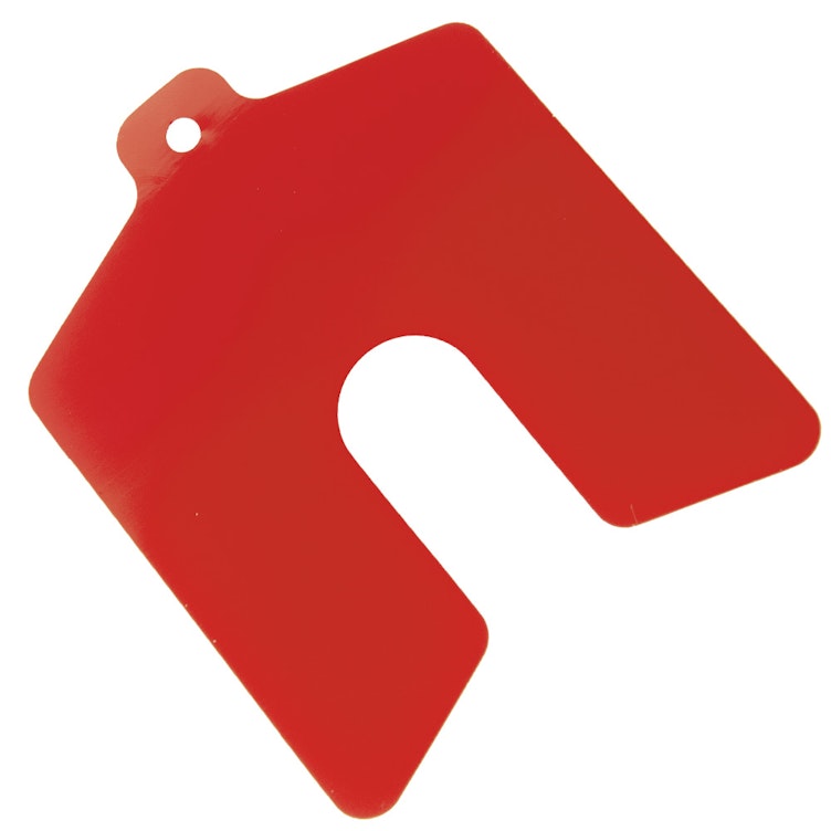0.002" x 3" x 3" Red Polyester Slotted Shim - Package of 20