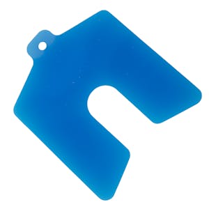 0.005" x 2" x 2" Blue Polyester Slotted Shim - Package of 20