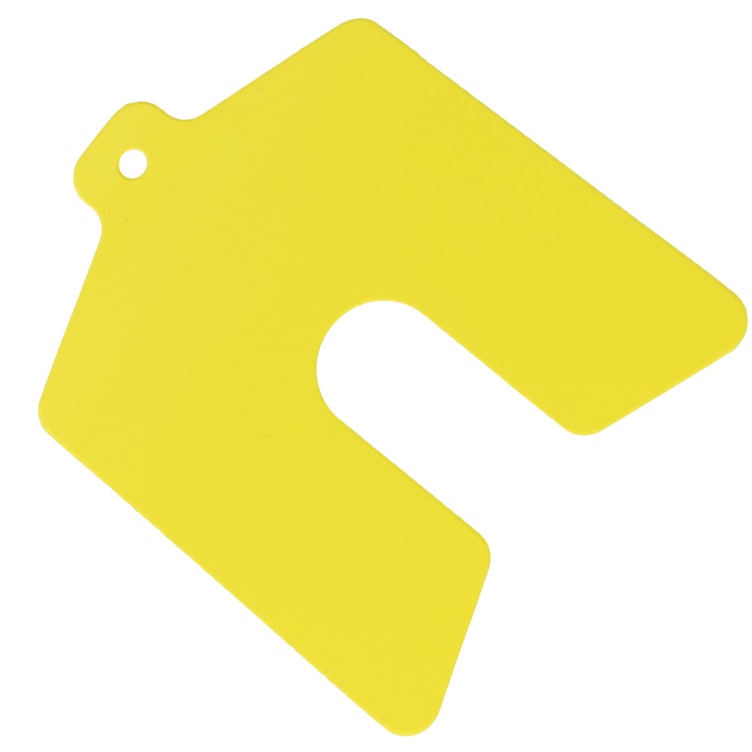 0.02" x 3" x 3" Yellow PVC Slotted Shim - Package of 20