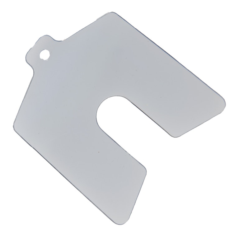 0.06" x 1" x 1" Clear PVC Slotted Shim - Package of 20