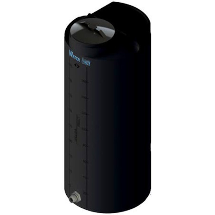 50 Gallon Black MDLPE ProChem® Potable Water Tank (1.0 Specific Gravity) with Bottom Port & 8" Lid - 19-1/2" Dia. x 47-1/4" Hgt.