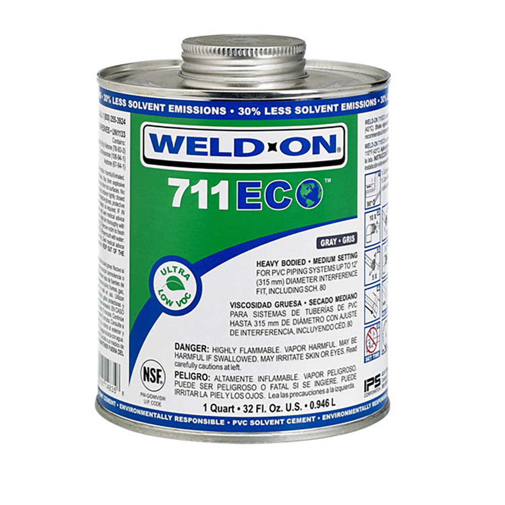Pint IPS® Weld-On® 711 ECO™ Ultra Gray Low VOC Heavy-Bodied Cement