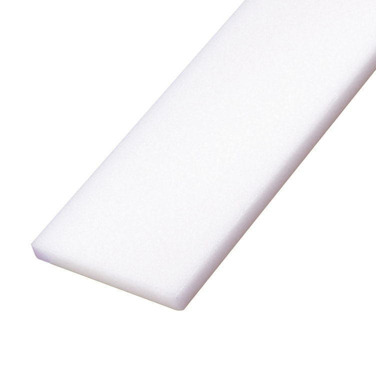 1/4" x 1-1/2" White UHMW Polyethylene Rectangular Bar - 10' Length