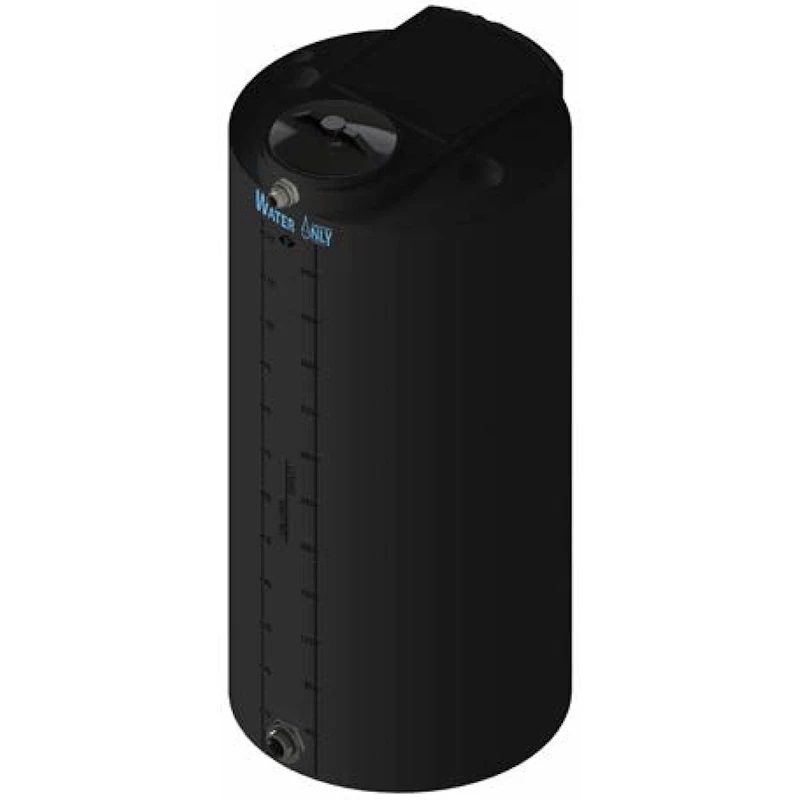 125 Gallon Black MDLPE ProChem® Potable Water Tank (1.0 Specific Gravity) with Top & Bottom Port & 8" Lid - 27" Dia. x 59-1/4" Hgt.