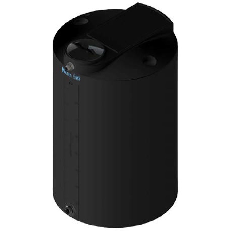 175 Gallon Black MDLPE ProChem® Potable Water Tank (1.0 Specific Gravity) with Top & Bottom Port & 8" Lid - 34" Dia. x 55" Hgt.