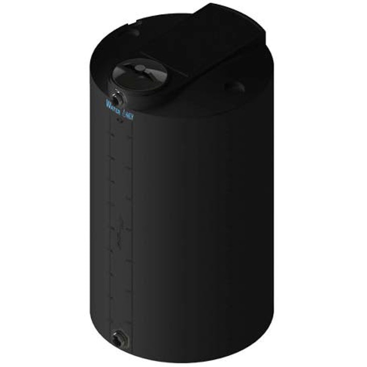 200 Gallon Black MDLPE ProChem® Potable Water Tank (1.0 Specific Gravity) with Top & Bottom Port & 8" Lid - 34" Dia. x 61" Hgt.