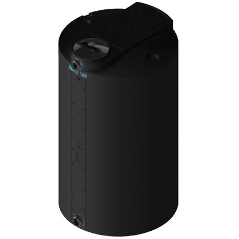 200 Gallon Black MDLPE ProChem® Potable Water Tank (1.0 Specific Gravity) with Top & Bottom Port & 8" Lid - 34" Dia. x 61" Hgt.