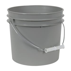 1 Gallon Gray HDPE Economy Round Bucket with Wire Bail Handle (Lid sold separately)