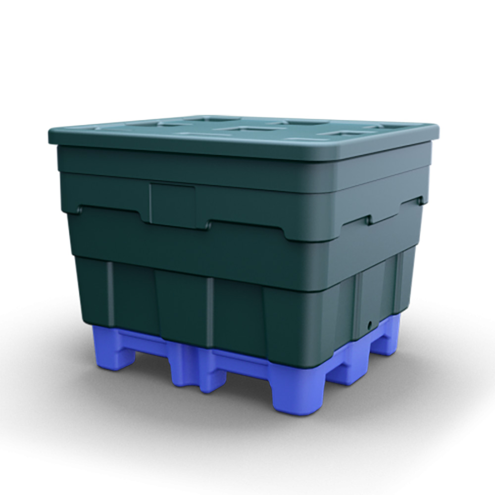 Cadet Blue Meese Sanitary Bulk Container with Lid (2000 lbs