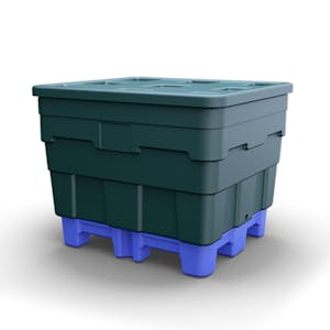 Jade Green Meese Sanitary Bulk Container with Lid (2000 lbs. Capacity) - 45" L x 50" W x 39" Hgt.