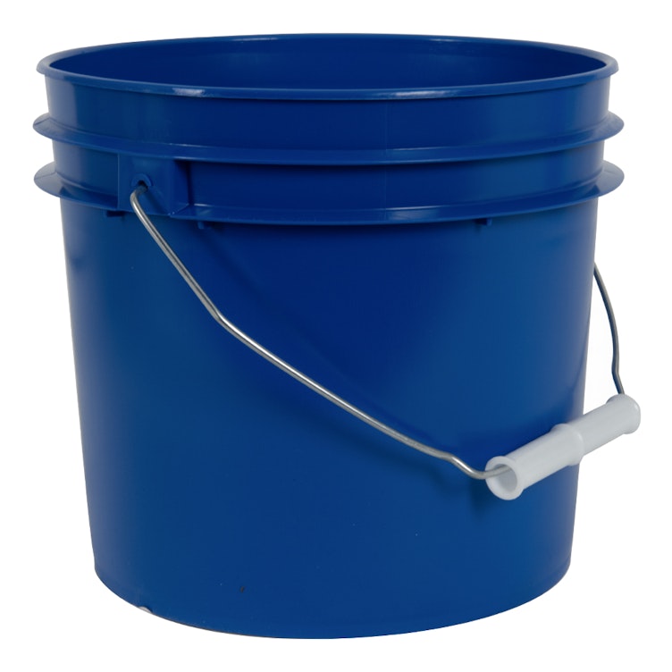 1 Gallon Blue HDPE Economy Round Bucket with Wire Bail Handle (Lid sold separately)