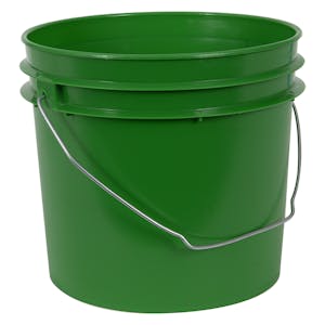 1 Gallon Green HDPE Economy Round Bucket with Wire Bail Handle (Lid sold separately)