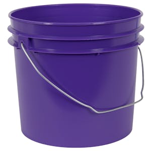 1 Gallon Purple HDPE Economy Round Bucket with Wire Bail Handle (Lid sold separately)