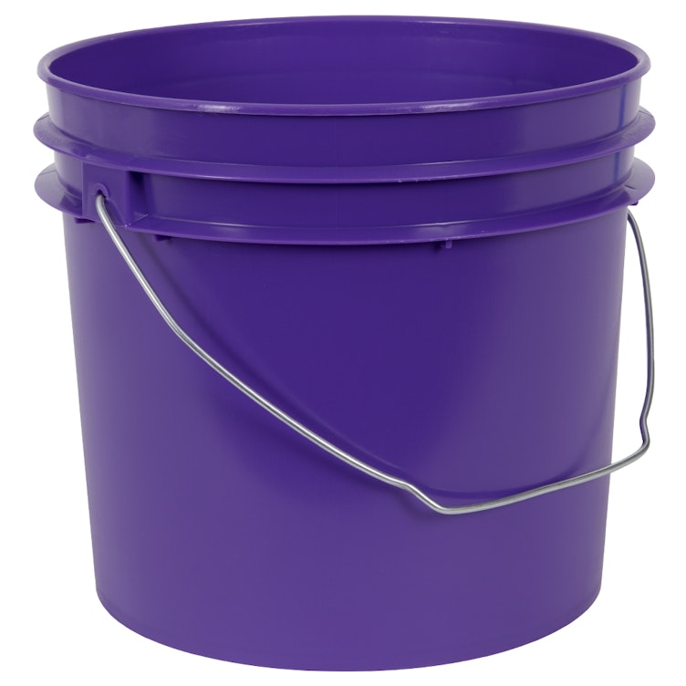 1 Gallon Purple HDPE Economy Round Bucket with Wire Bail Handle (Lid sold separately)