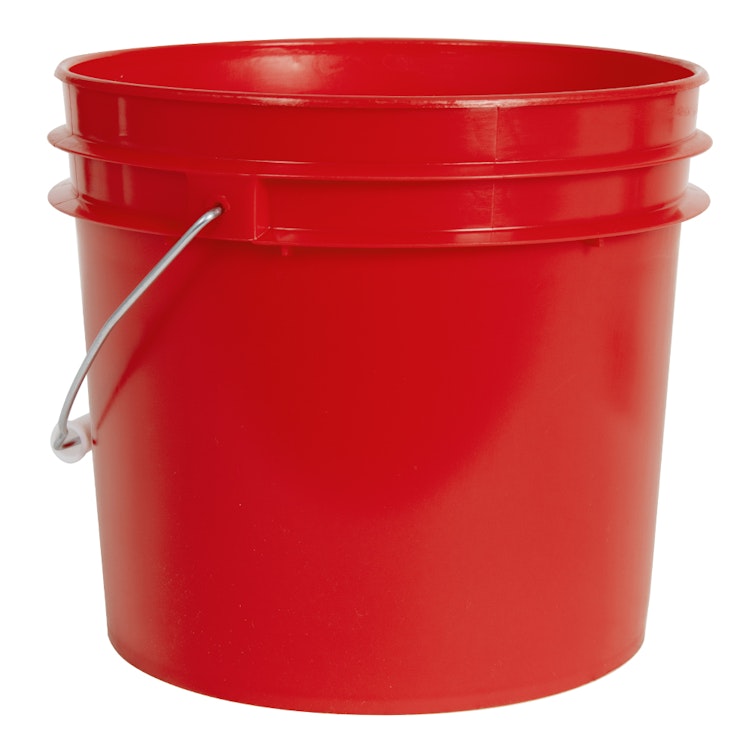 1 Gallon Red HDPE Economy Round Bucket with Wire Bail Handle (Lid sold separately)