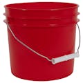 1 Gallon Red HDPE Economy Round Bucket with Wire Bail Handle (Lid sold separately)