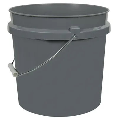2 Gallon Gray HDPE Economy Round Bucket with Wire Bail Handle & Plastic Hand Grip (Lid sold separately)