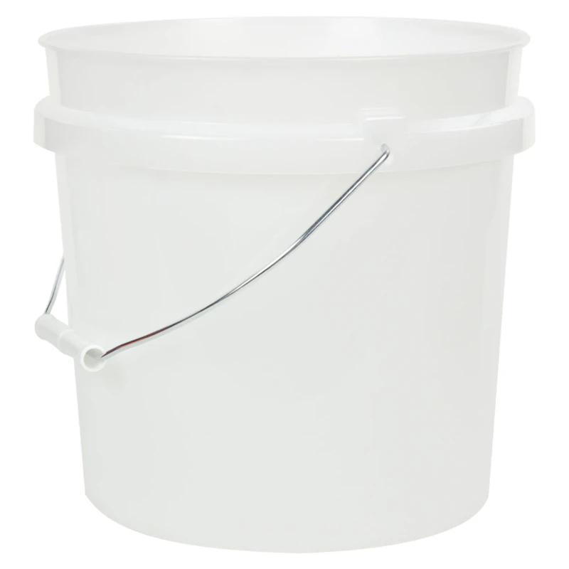 2 Gallon Natural HDPE Economy Round Bucket with Wire Bail Handle & Plastic Hand Grip (Lid sold separately)