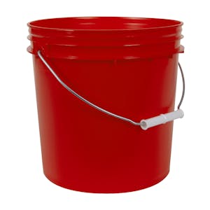 2 Gallon Red HDPE Economy Round Bucket with Wire Bail Handle & Plastic Hand Grip (Lid sold separately)