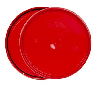 2 Gallon Red HDPE Economy Round Bucket Lid with Tear Tab