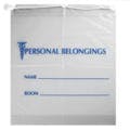 18" x 20" x 3.5" Bottom Gusset Clear Bags with Blue Print & Drawstrings