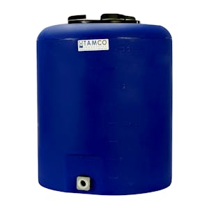 20 Gallon Tamco® Vertical Blue PE Tank with 8" Plain Lid & 3/4" Fitting - 19" Dia. x 23" Hgt.