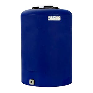 25 Gallon Tamco® Vertical Blue PE Tank with 8" Vented Lid & 3/4" Fitting - 19" Dia. x 27" Hgt.