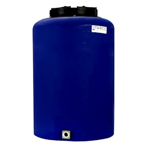 25 Gallon Tamco® Vertical Blue PE Tank with 12-1/2" Plain Lid & 3/4" Fitting - 19" Dia. x 29" Hgt.