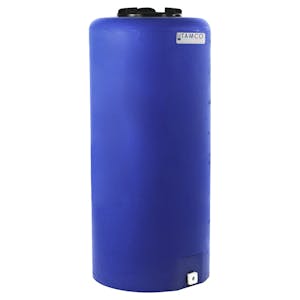 40 Gallon Tamco® Vertical Blue PE Tank with 8" Plain Lid & 3/4" Fitting - 19" Dia. x 41" Hgt.
