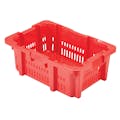23.9" L x 16" W x 8.8" Hgt. OD Red Ventilated Stack-N-Nest Bakery Crate with Drain Holes
