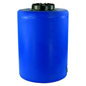 55 Gallon Tamco® Vertical Blue PE Tank with 12-1/2" Lid & 1" Fitting - 24" Dia. x 34" Hgt.