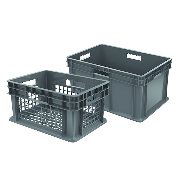 Akro-Mils 37682 Plastic Straight Wall Container Tote with Solid Sides and  Solid Base, (24-Inch x 16-Inch x 12-Inch), Gray, (3-Pack)