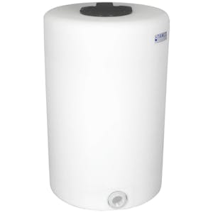 65 Gallon Tamco® Vertical Natural PE Tank with 8" Plain Lid & 2" Fitting - 24" Dia. x 38" Hgt.