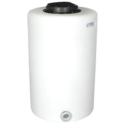 65 Gallon Tamco® Vertical Natural PE Tank with 12-1/2" Lid & 2" Fitting - 24" Dia. x 38" Hgt.
