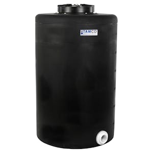 65 Gallon Tamco® Vertical Black PE Tank with 12-1/2" Vented Lid & 2" Fitting - 24" Dia. x 39" Hgt.
