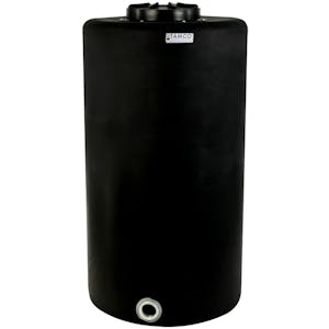 75 Gallon Tamco® Vertical Black PE Tank with 12-1/2" Vented Lid & 2" Fitting - 24" Dia. x 45" Hgt.