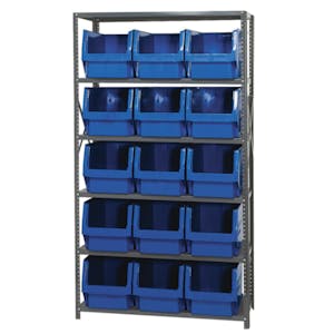 Magnum Bin Unit with 6 Shelves & 15 Blue Bins 19-3/4" L x 12-3/8" W x 11-7/8" Hgt.