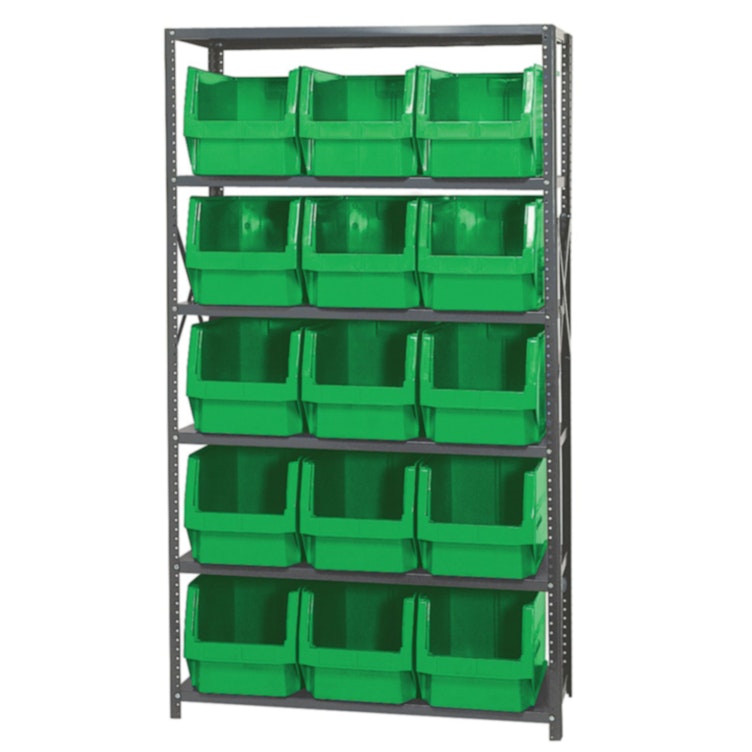Magnum Bin Unit with 6 Shelves & 15 Green Bins 19-3/4" L x 12-3/8" W x 11-7/8" Hgt.